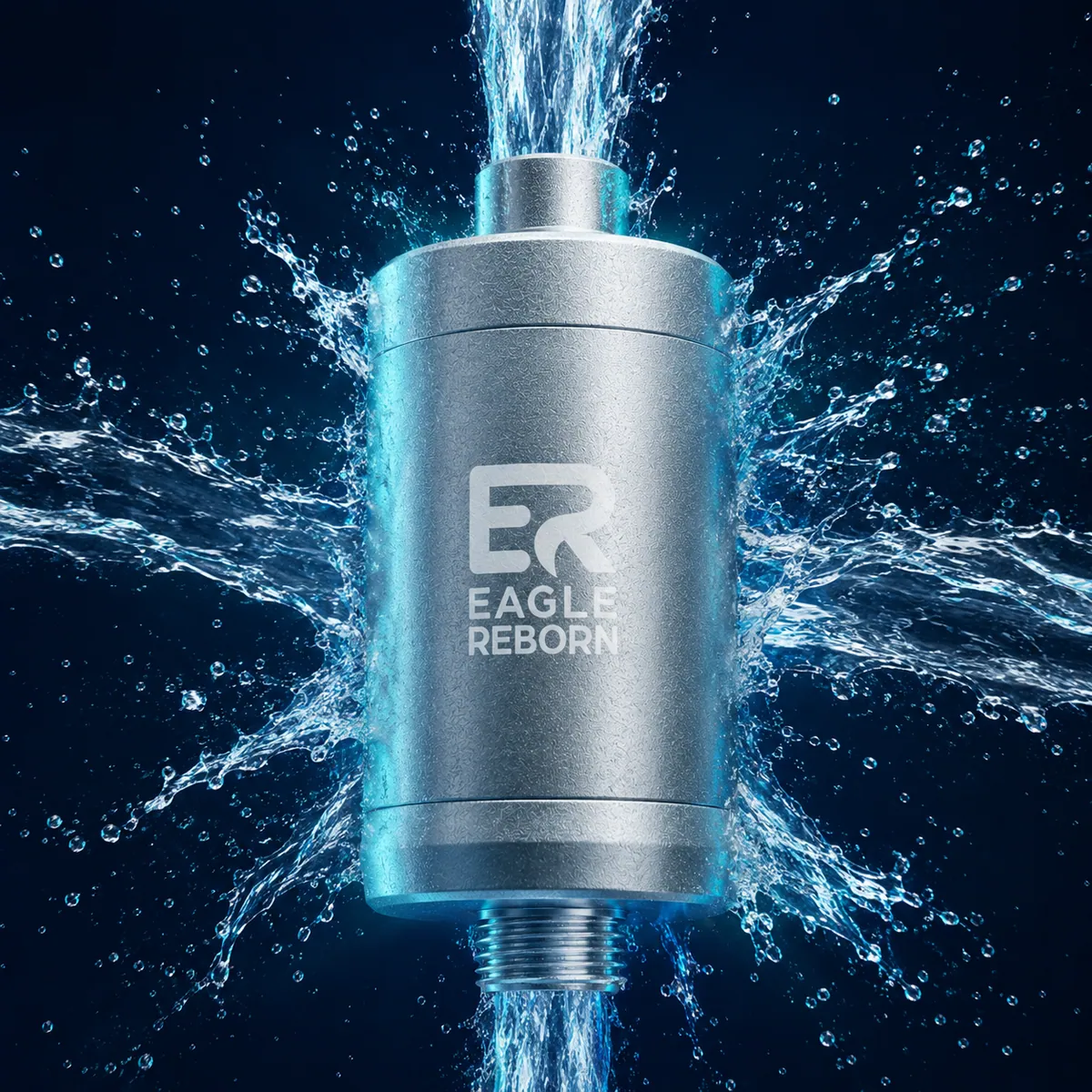 Aluminium filter under flowing water, holding pressure
